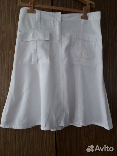 Юбка льняная белая