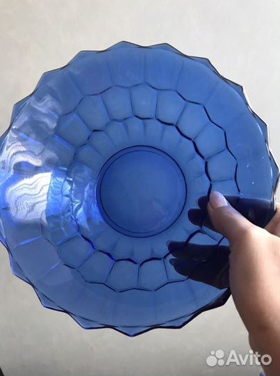 Салатник/фруктовница винтаж кобальтовое стекло 60