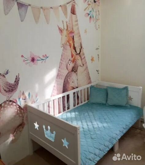 Кроватка детская берёза с бортиком Лисенок