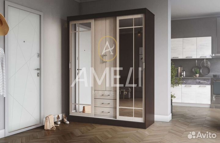 Шкаф купе + распашной с зеркалом