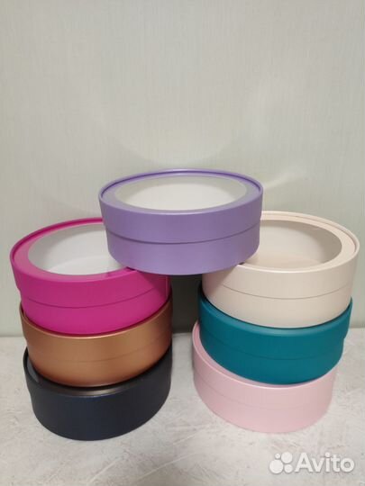 Коробка подарочная (шляпная) круглая с окном