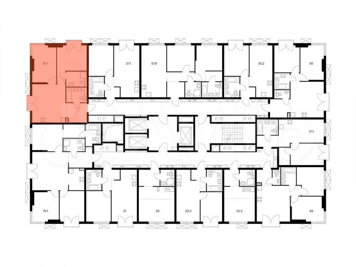 2-к. квартира, 57,7 м², 7/24 эт.