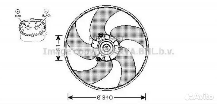 AVA PE7522 Вентилятор радиатора peugeot 206 98/ 20