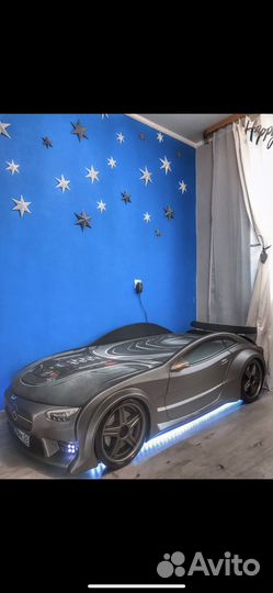 Детская кровать машина с подсветкой