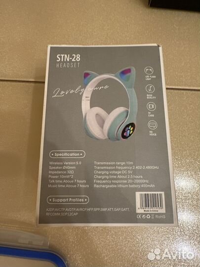 Беспроводные наушники cat stn 28 с ушками новые
