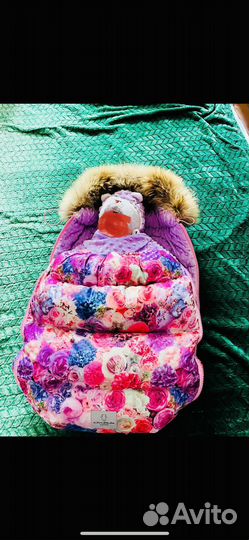 Зимний Конверт на выписку новорожденному (девочке)