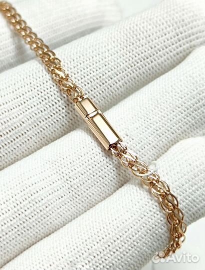 Золотой браслет Фирменный, полновесный, замок коробочка, длина 18 см, вес 3,77г*