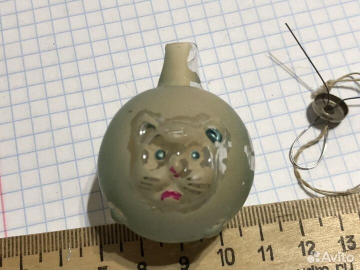 Новогодняя елочная игрушка Шар-котик,рельефный вре