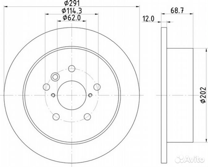 Диск тормозной toyota. noah picnic sienna voxy. ZRR85G ZRR85W ZWR80G ZWR80W задний правый левый толщ