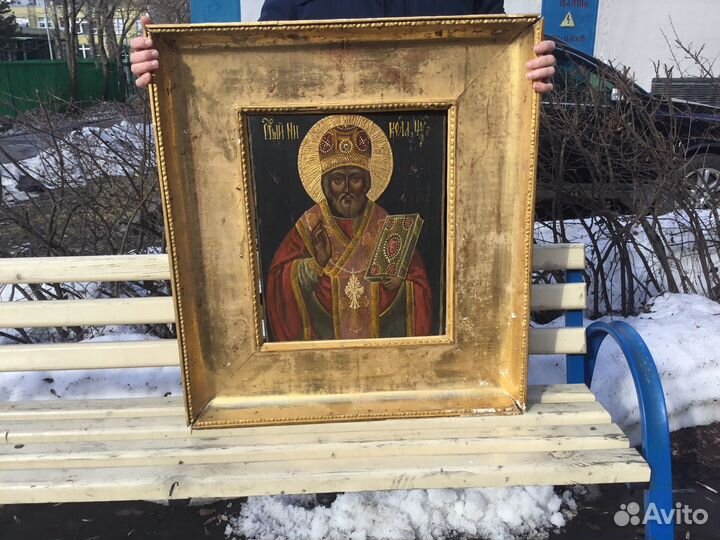 Храмовая Икона.Сусалка.Николай Чудотворец.Antiq
