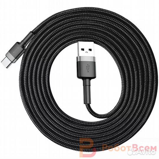 Кабель Baseus Cafule, USB - Type-C, 2A, 2м. - blac
