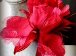 Цветы из ткани большая брошь ирис бордовый