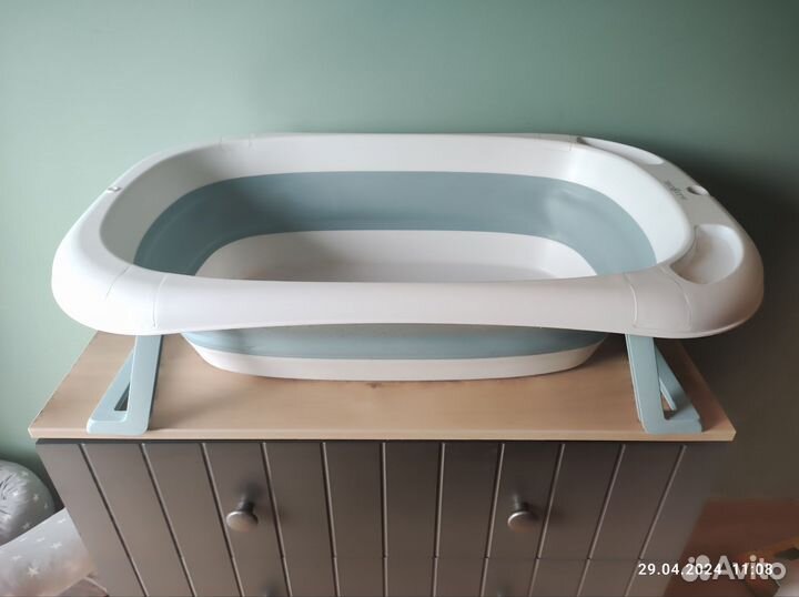 Детская ванночка складная с термометром и гамаком