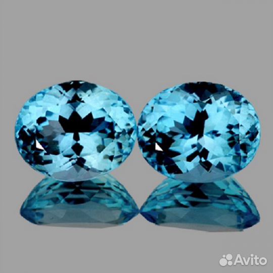 Топаз натуральный 5,94Ct 10х8мм 2шт. VVS Sky Blue
