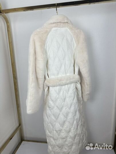 Пуховик пальто женский с эко мехом под норку новый
