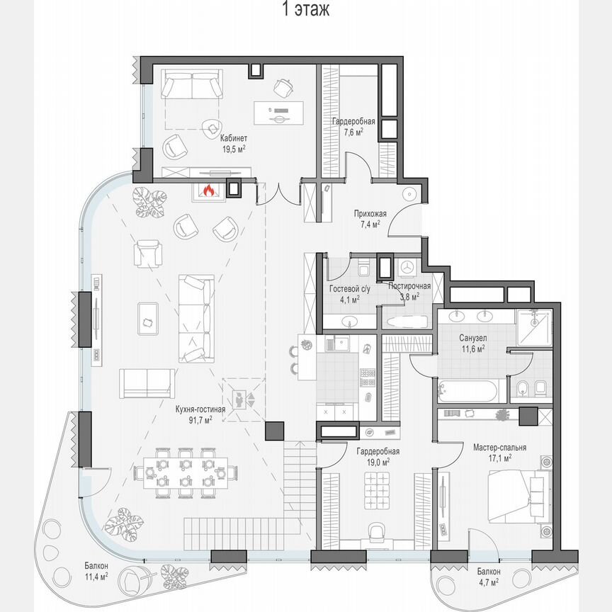4-к. квартира, 282,5 м², 13/14 эт.