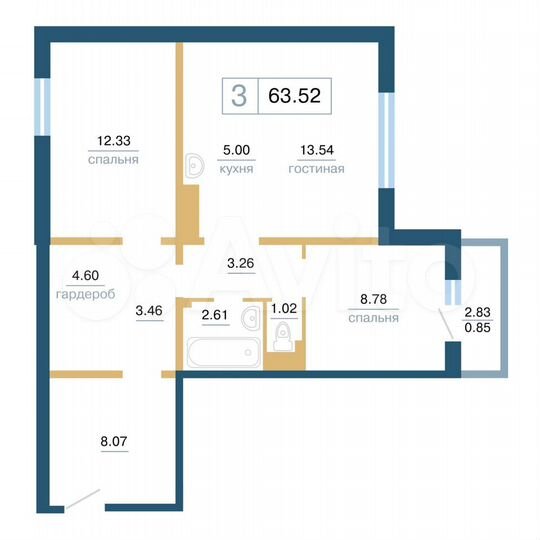 3-к. квартира, 63,5 м², 10/17 эт.