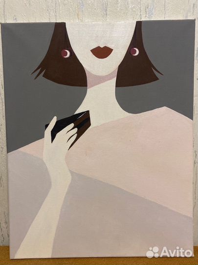 Авторская интерьерная картина «Девушка с тортом»