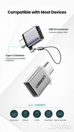 Переходник адаптер ugreen Type C к USB 3,0 новый