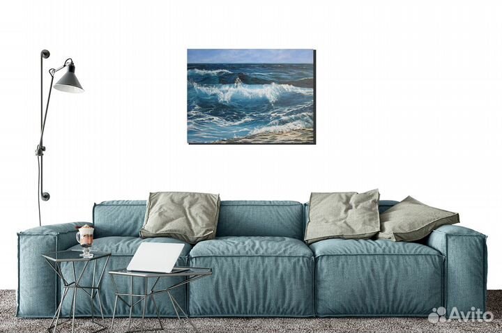 Картина, морской пейзаж маслом 50х70 см, волны