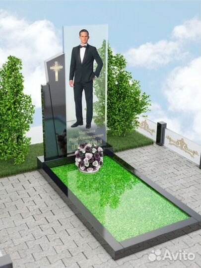 Памятник из камня и стекла. Фотостелы Фотоцветники