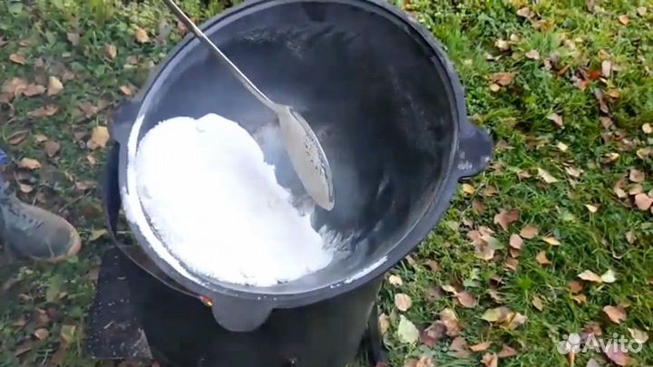 Обжигание чугунного казана / саджа