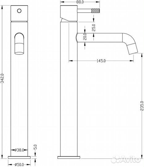 Смеситель для раковины Boheme Uno 462-GM