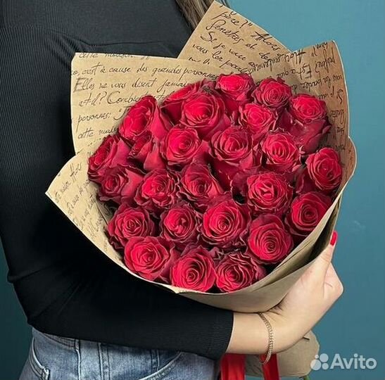 Розы букет 70см 25 шт