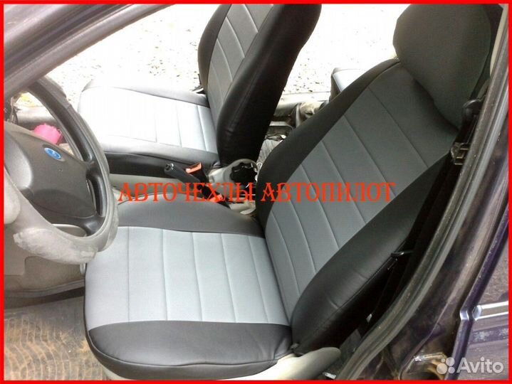 Чехлы Автопилот LADA Largus из экокожи чёрно-серые