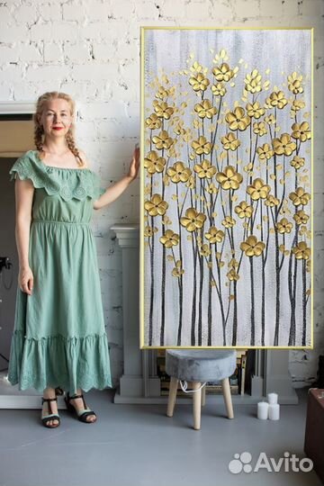 Текстурная Картина маслом на холсте цветы