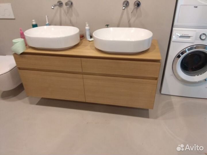 Тумба под две раковины шпон на заказ