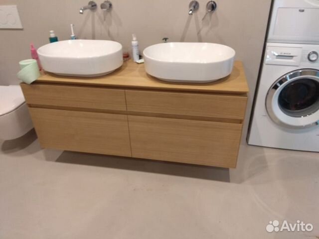 Тумба под две раковины шпон на заказ