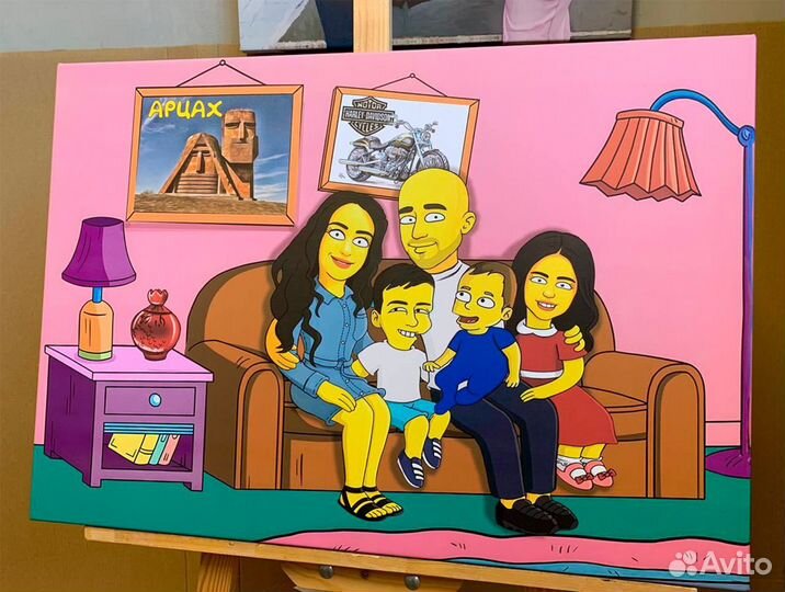 Портрет в стиле симпсонов, картина симпсоны