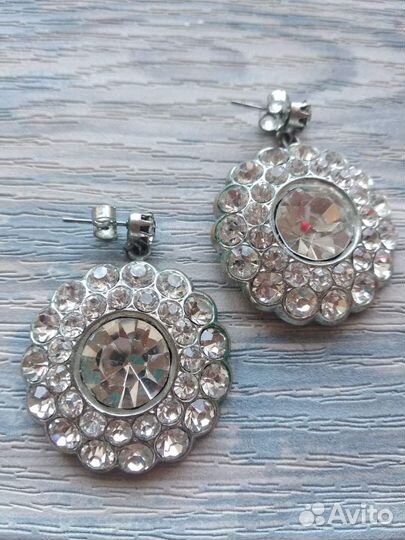 Вечерние винтажные серьги с застёжкой гвоздики