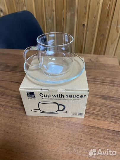 Чашка с блюдцем стеклянная 200мл
