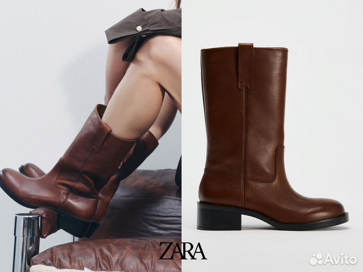 Сапоги женские натуральная кожа новые zara