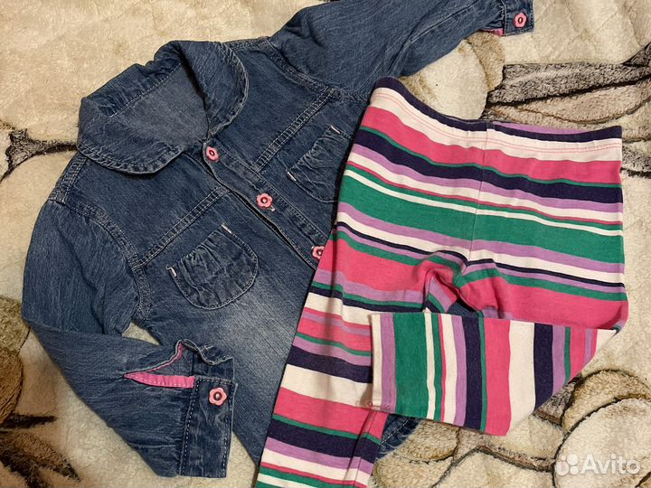 Джинсовая рубашка 80 + лосины 80