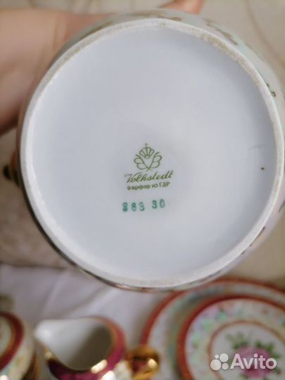 Чайный сервиз Розы перламутр с золотом гдр винтаж