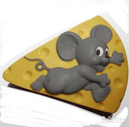 Силиконовая форма для мыла (мышка и сыр ) 2D