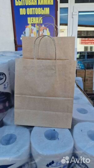 Крафт пакеты с кручеными ручками