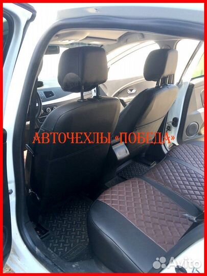 Чехлы Renault Fluence из экокожи чёрно-шоколадные