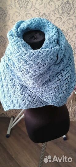 Палантин, шарф, шаль шерсть ровница