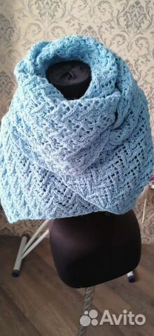 Палантин, шарф, шаль шерсть ровница