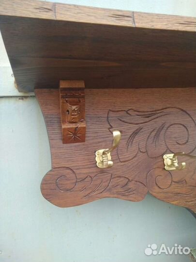 Вешалка с полкой, массив дуба начало 20 века