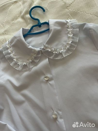 Красивая белая блузка для девочки 122
