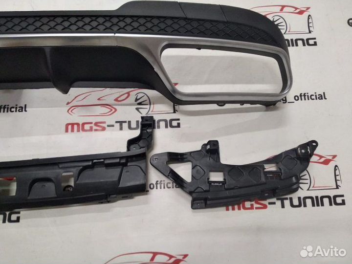 Задний диффузор Mercedes E-class E63 AMG мат хром