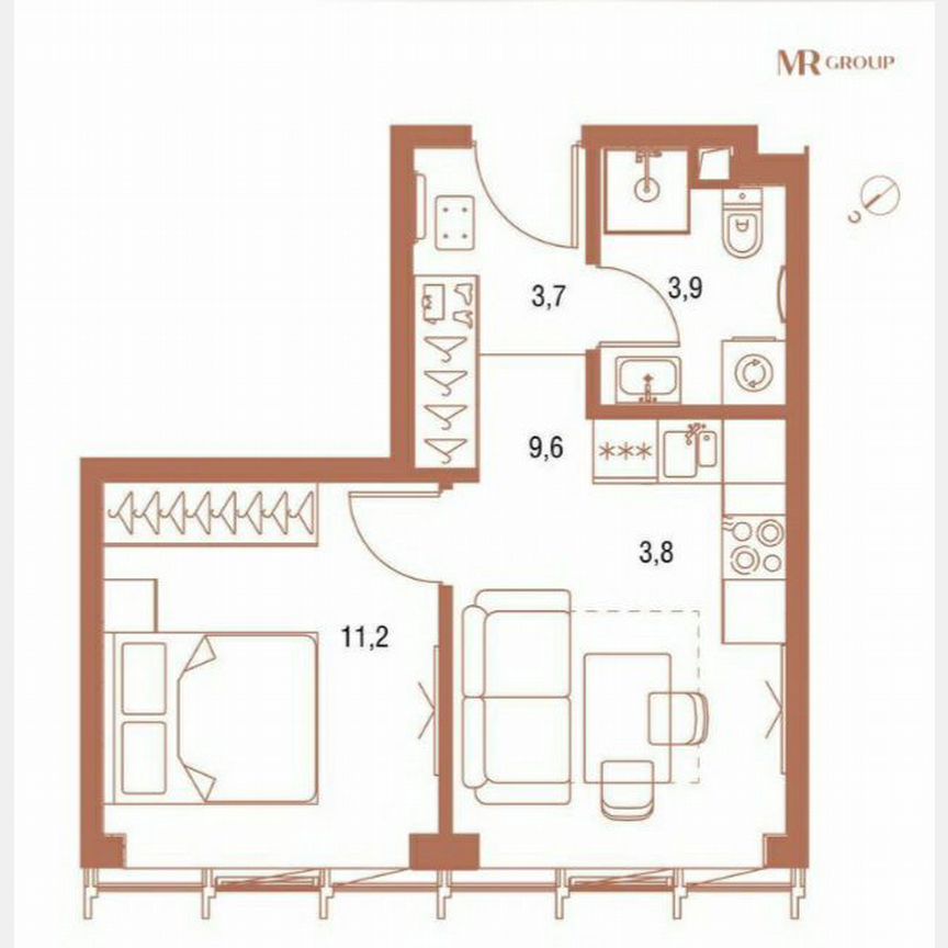 1-к. квартира, 31 м², 21/38 эт.