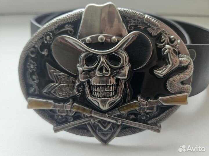 Ремень с бляхой черепа ковбря