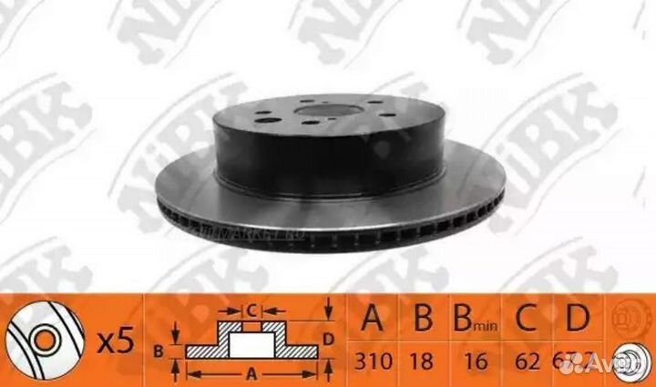Nibk RN1439 / RN1439V Диск тормозной зад