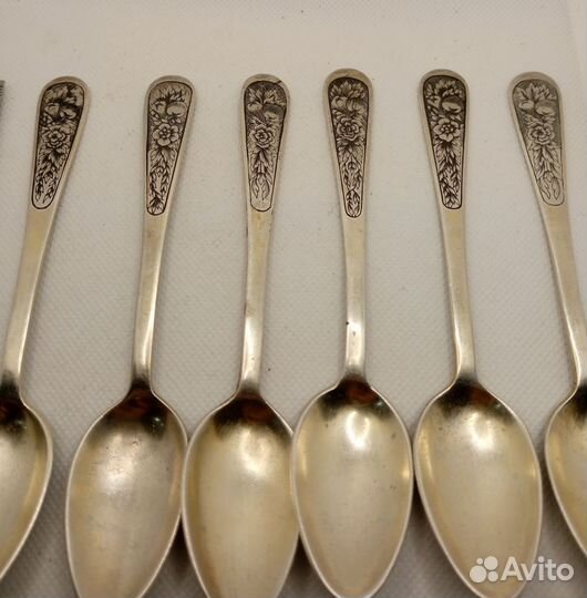 Ложки серебро 875 пробы Северная чернь